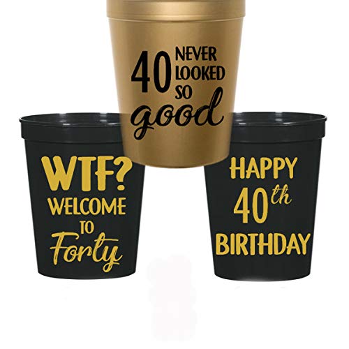 Product Cover 40th Birthday Stadium Plastic Cups - WTF, Welcome to 40, 40 Never Looked So Good (10 cups)