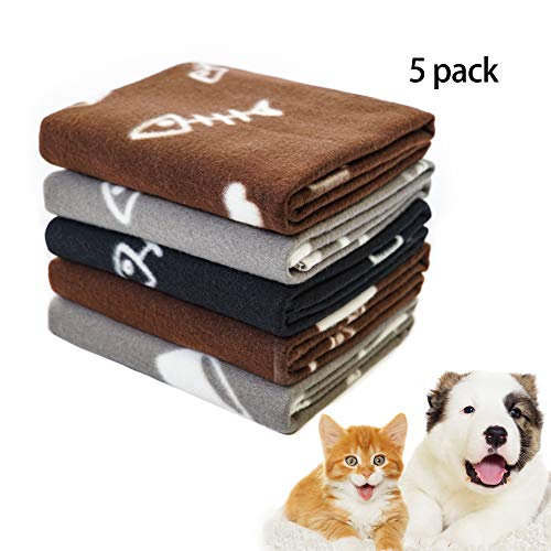 Product Cover Pet Dog Blanket,Warm Dog Bed Cover Paw Print Fleece Throw Blanket for Small,Medium Dog,Cat,Puppy,Kitten,Other Small Animals,5 Pack Mixed,24