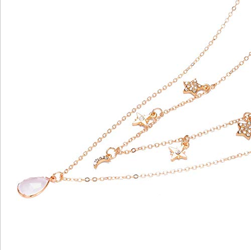 Product Cover Dolland Women Chain Dainty Necklace CZ Star Moon Opal Charm Necklace Layering Chain Choker Necklace