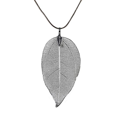 Product Cover Edtoy Leaves Long Necklace Leaf Sweater Chain Pendant Fashion Accessories (Black)