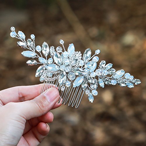 Product Cover Yean Wedding Hair Comb Silver Rhinestones Opal Crystal Vintage Bridal Hair Clips Accessories for Brides and Bridesmaids