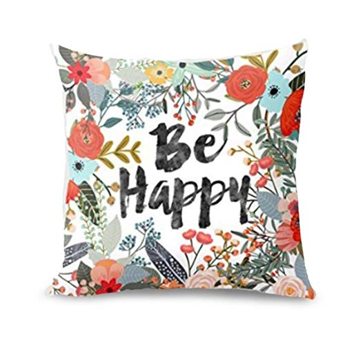Product Cover Jujunx Pillow Cover, Be Happy Surrounded with Flowers and Plants Personalized Sofa Pillow Cover