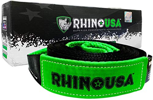 Product Cover Rhino USA Tree Saver Winch Strap 3 inch x 8 Foot - Lab Tested 31,518lb Break Strength - Triple Reinforced Loop End to Ensure Peace of Mind - Emergency Off Road Recovery Tow Rope - Unlimited Warranty!