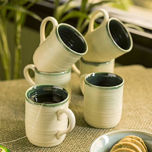 Product Cover ExclusiveLane 'Jade Translucence' Studio Pottery Glazed Tea & Coffee Cups In Ceramic (Set Of 6) - Handmade Cups Party Cups Coffee Mugs Mug Set Espresso Cups Tea Cups Tea Sets Handmade Mugs
