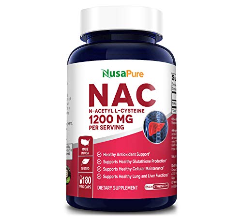 Product Cover N-Acetyl Cysteine (NAC) 1200mg 180 Veggie Caps (Vegetarian, Non-GMO & Gluten Free) Liver Support, Detoxification, and Immune Function - Amino Acids to Support Antioxidant Defense