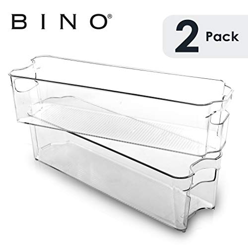 Product Cover BINO Stackable Plastic Organizer Storage Bins, Small - 2 Pack - Pantry Organization and Storage Refrigerator Organizer Bins Fridge Organizer Freezer Organizer Pantry Organizer Pantry Storage