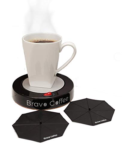 Product Cover Bravo Line Coffee Mug Warmer with Automatic Shutoff â'¬â€œ Best Electric Beverage Warmer for Desk â'¬â€œ Extra Large â'¬â€œ 3.87Ã¢â'¬ with 2 Free Drink Covers â'¬â€œ Perfect Drink Warmer for