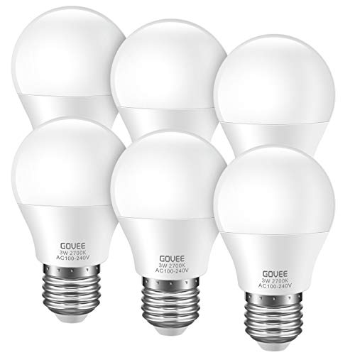 Product Cover Govee LED 3W (25 Watt Equivalent) Light Bulbs, Warm White 2700K LED Energy Saving Light Bulbs, E26 Medium Screw Base LED Lights for Home Refrigerator Light Bulb (6 Pack)