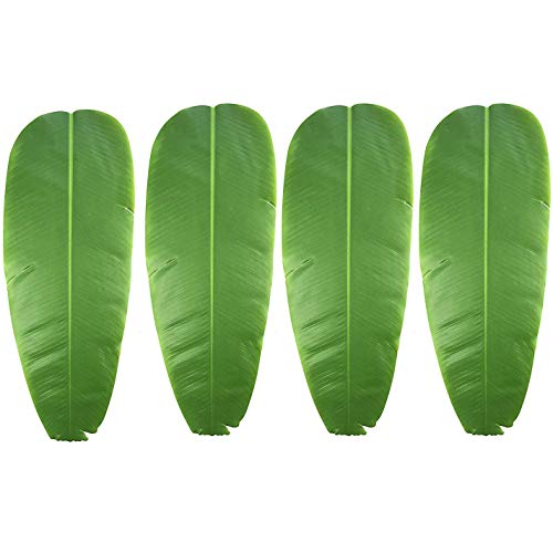 Product Cover Warmter 4 PCS Artificial Plant Leaves Banana Leaf Tropical Leaves Decorations Luau Safari Party Supplies 24.4