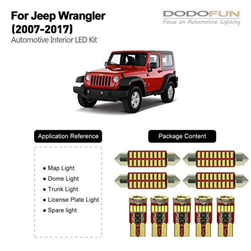 Product Cover DODOFUN Deluxe Interior LED Lighting Kit for 2007-2017 Jeep Wrangler (9-pc Bulb 6000k)