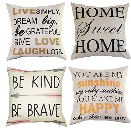 Product Cover Wonder4 Decorative Quote Words Pillow Case Cotton Linen Square Decorative Throw Pillow Covers Cushion Cover 18