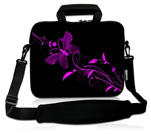 Product Cover RICHEN 11 11.6 12 12.5 13 inches Case Laptop/Chromebook/Ultrabook/Notebook PC Messenger Bag Tablet Travel Case Neoprene Handle Sleeve with Shoulder Strap (11-13.3 inch, Nice Butterfly)