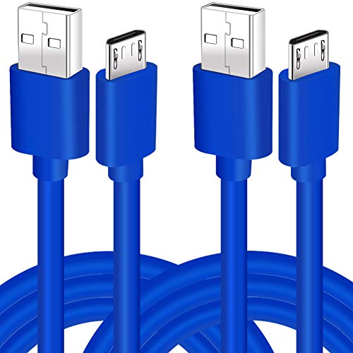 Product Cover 2 Pack 10 Ft PS4 Controller Charging Cable,Charge and Play,Micro USB Fast Charger Sync Long Cord for Sony Playstation 4 PS4 Slim/Pro.Xbox One S/X,Android Phone,Samsung Galaxy S6 S7 Edge Note 5 4 Blue
