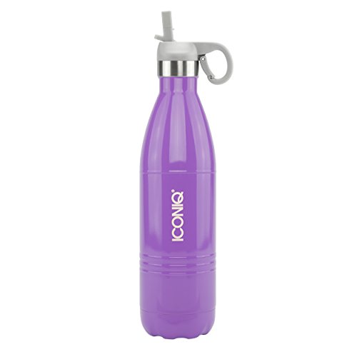 Product Cover ICONIQ Stainless Steel Vacuum Insulated Water Bottle with Pop Up Straw Cap | 25 Ounce | Gloss Purple