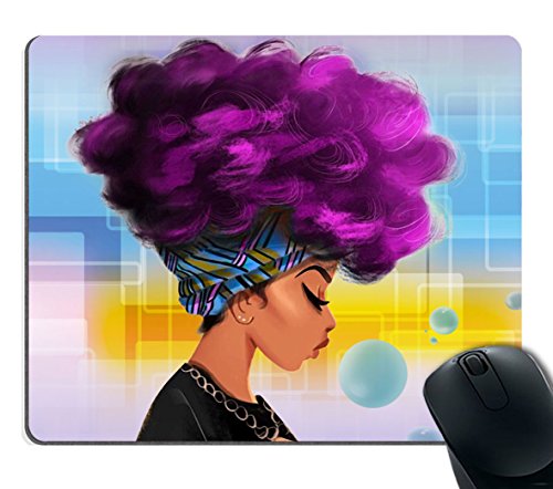 Product Cover Smooffly Mouse Pad Custom Design,African Women with Purple Hair Hairstyle Mouse pad 9.5 X 7.9 Inch (240mmX200mmX3mm)