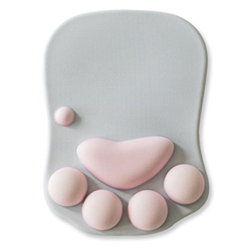 Product Cover HaBee - Cat Paw Mouse Pad with Wrist Rest, Cute Soft Silicone Cushion (11.5 x8.0'') (Grey)