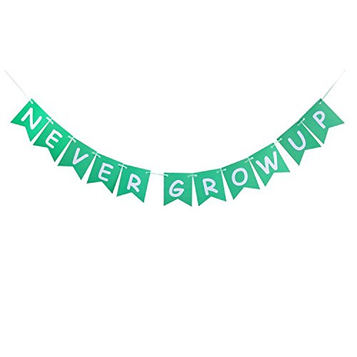 Product Cover Never Grow Up Banner, Kids Baby Birthday Party Sign, Decorations Party Bunting