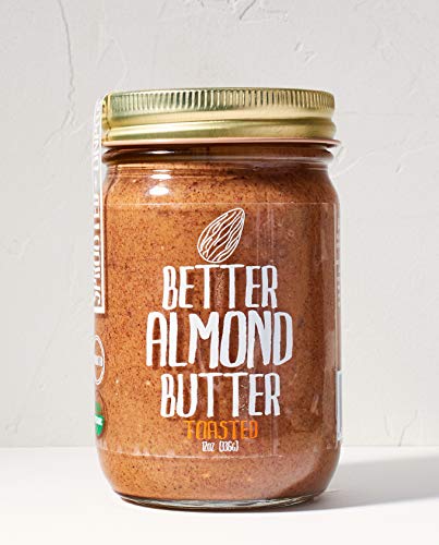 Product Cover Toasted (Chunky) - 100% Organic, Sprouted Unpasteurized almond butter 12oz - NON-GMO, Vegan, Gluten-Free - By Better Almond Butter