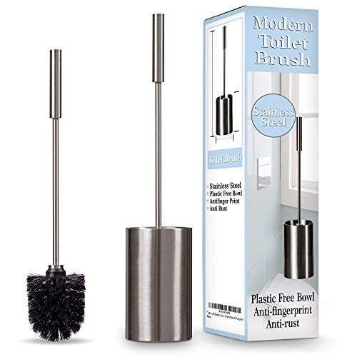 Product Cover Deluxe Toilet Brush with Holder - Premium Quality Stainless Steel Toilet Brush - Elegant and Modern Design - Ergonomic and Practical Handle - Durable Brush Bristles - Hygienic Double-Wall Holder