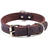 Product Cover DAIHAQIKO Dog Leather Collar with Double D-Ring Dual Stitching Best for Large Medium Dogs Pets