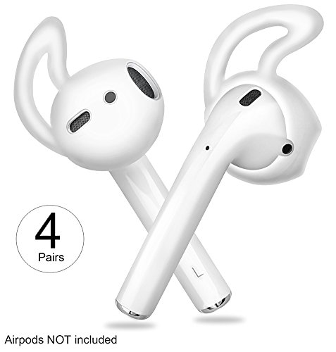 Product Cover Ear Hooks Covers Accessories Tips Compatible with Apple Airpods EarPods Earphones Earbuds Headphones[Anti-Slip,Precise Cutouts ] 4 Pairs Clear by Lunies