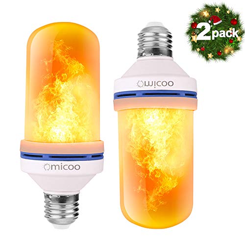 Product Cover Omicoo LED Flame Effect Light Bulb (2 Pack), 4 Modes Flame Light Bulbs with Gravity Sensor, E26 A19 Base, Vintage Flame Bulb for Atmosphere Festival Christmas Decoration