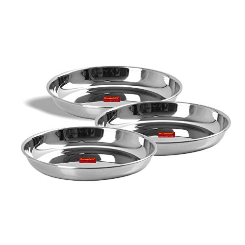 Product Cover Sumeet Stainless Steel Heavy Gauge Medium Halwa Plates with Mirror finish 17cm Dia - Set of 3pc