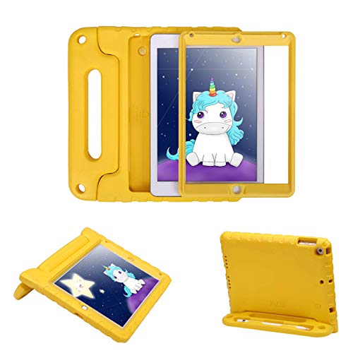 Product Cover HDE Case for iPad 9.7-inch 2018 / 2017 Kids Shockproof Bumper Hard Cover Handle Stand with Built in Screen Protector for New Apple Education iPad 9.7 Inch (6th Gen) / 5th Generation iPad 9.7 - Yellow
