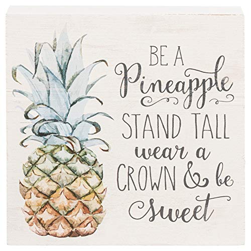 Product Cover P. Graham Dunn Pineapple Stand Crown Be Sweet Whitewash 5.5 x 5.5 Solid Wood Barnhouse Block Sign