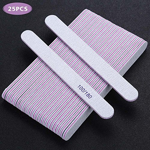 Product Cover BTYMS 25Pcs Nail Files Double Sided Emery Board (100/180 Grit) - Nail Buffering Files for Home and Salon Use