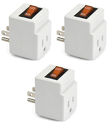 Product Cover NEW! 3 Prong Grounded Single Port Power Adapter for outlet with Orange indicator On/Off Switch to be energy saving (3 Pack)