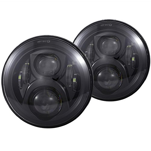 Product Cover Vouke H6024 7 inches Round Black Cree LED Headlight High Low Beam for Jeep Wrangler JK TJ LJ CJ Hummber H1 H2, Pack of 2