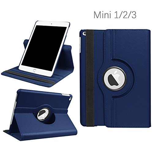 Product Cover iPad Mini 1/2/3 Case - 360 Degree Rotating Stand Smart Cover Case with Auto Sleep/Wake Feature for Apple iPad Mini 1 / iPad Mini 2 / iPad Mini 3 (Navy) ... ...