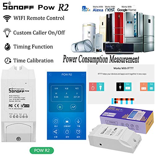 Product Cover Sonoff Pow ABS WiFi Switch with Power Consumption Measurement Monitoring Control Work with Amazon Alexa, Google Home, Nest