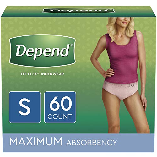 Product Cover Depend FIT-FLEX Incontinence Underwear for Women, Disposable, Maximum Absorbency, Blush, Small (60 Count)