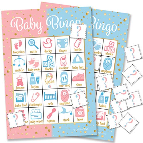 Product Cover DISTINCTIVS Baby Gender Reveal Party Bingo Game - 24 Guests