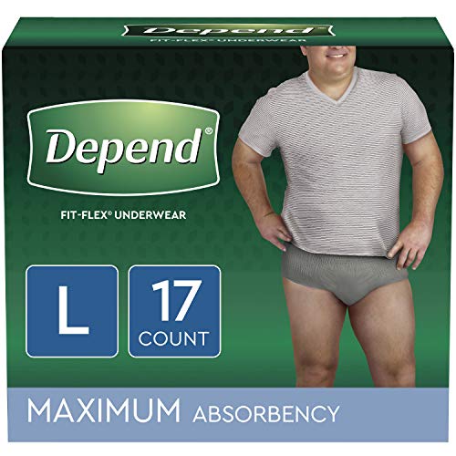 Product Cover Depend FIT-FLEX Incontinence Underwear for Men, Maximum Absorbency, Large, Gray, 17 Count