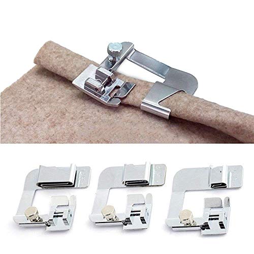 Product Cover ANYQOO 3 Sizes Rolled Hem Pressure Foot Sewing Machine Presser Foot Hemmer Foot Set (1/2 Inch, 3/4 Inch, 1 Inch) for Singer, Brother, Janome and Other Low Shank Adapter (Rolled Hem Presser Feet)