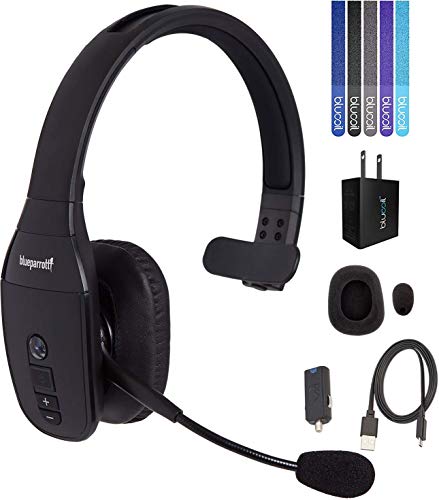 Product Cover VXI BlueParrott B450-XT Noise Canceling Bluetooth Headset 300-FT Wireless Range Bundle with Blucoil USB Wall Adapter, and 5-Pack of Reusable Cable Ties