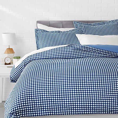 Product Cover AmazonBasics Light-Weight Microfiber Duvet Cover Set with Snap Buttons - King, Gingham Plaid