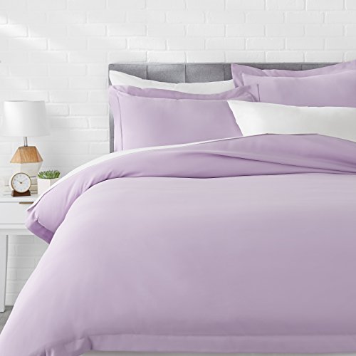 Product Cover AmazonBasics Light-Weight Microfiber Duvet Cover Set with Snap Buttons - King, Frosted Lavender