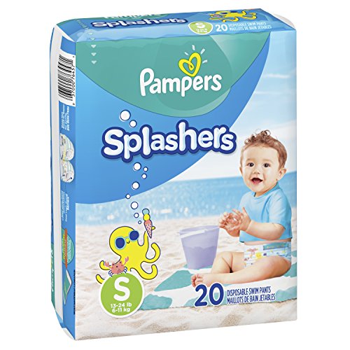 Product Cover Swim Diapers Size 3 (13-24 lb), 20 Count - Pampers Splashers Disposable Swim Pants, Small, Pack of 2