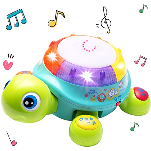 Product Cover Musical Turtle Toy, English & Spanish Learning, Electronic Toys W/ Lights and Sounds, Early Educational Development Gift 6 7 8 9 10 11 12 Months, 1, 2 Year Olds Baby Infants Toddlers Boys Girls-Yellow