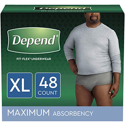 Product Cover Depend FIT-FLEX Incontinence Underwear for Men, Maximum Absorbency, Disposable, X-Large, Grey, 48 Count