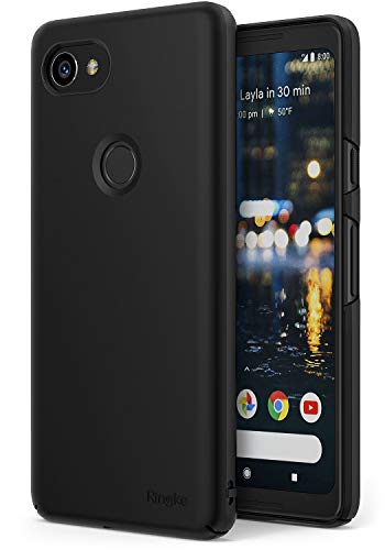 Product Cover Ringke Slim Compatible with Google Pixel 2 XL Case Snug-Fit Slender (Tailored Cutouts) Lightweight, Thin Scratch Resistant Dual Coating PC Hard Skin Cover for Google Pixel2 XL - Black