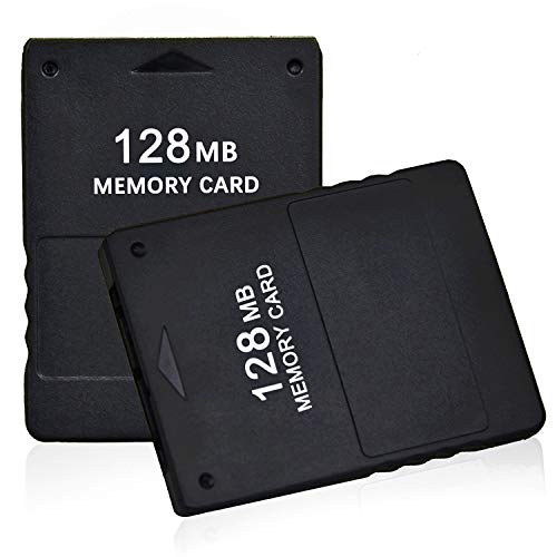 Product Cover TPFOON 2pcs Pack 128MB High Speed Game Memory Card Compatible with Sony Playstation 2 PS2 (Black)