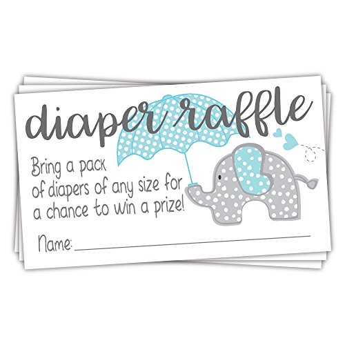 Product Cover Blue Elephant Diaper Raffle Tickets (50 Count) - Boy Baby Shower Game