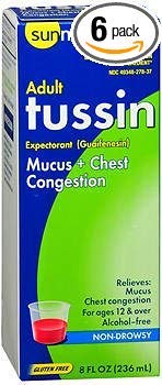Product Cover Sunmark Adult Tussin Mucus+Chest Congestion Liquid - 8 oz, Pack of 6