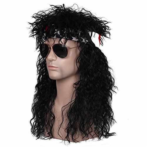 Product Cover FantaLook 80s Long Curly Rocker Wig with Bandana for Men