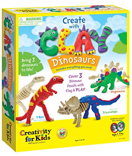 Product Cover Creativity for Kids Create with Clay Dinosaurs - Build 3 Dinosaur Figures with Modeling Clay